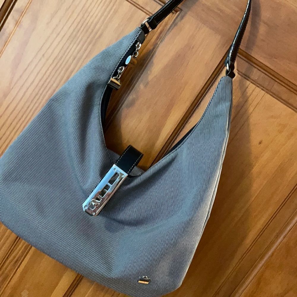 La Bagagerie Zip pinstriped Purse